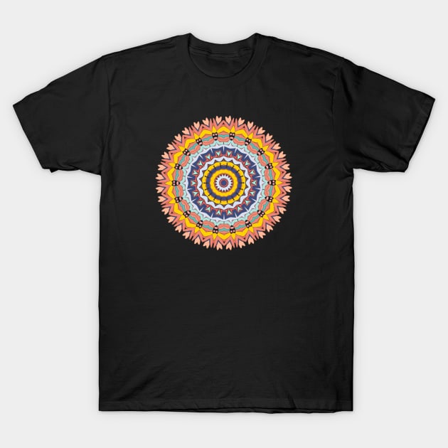 modern multicolor Mandala art Sunflower indian repeated pattern T-Shirt by Vector Pro